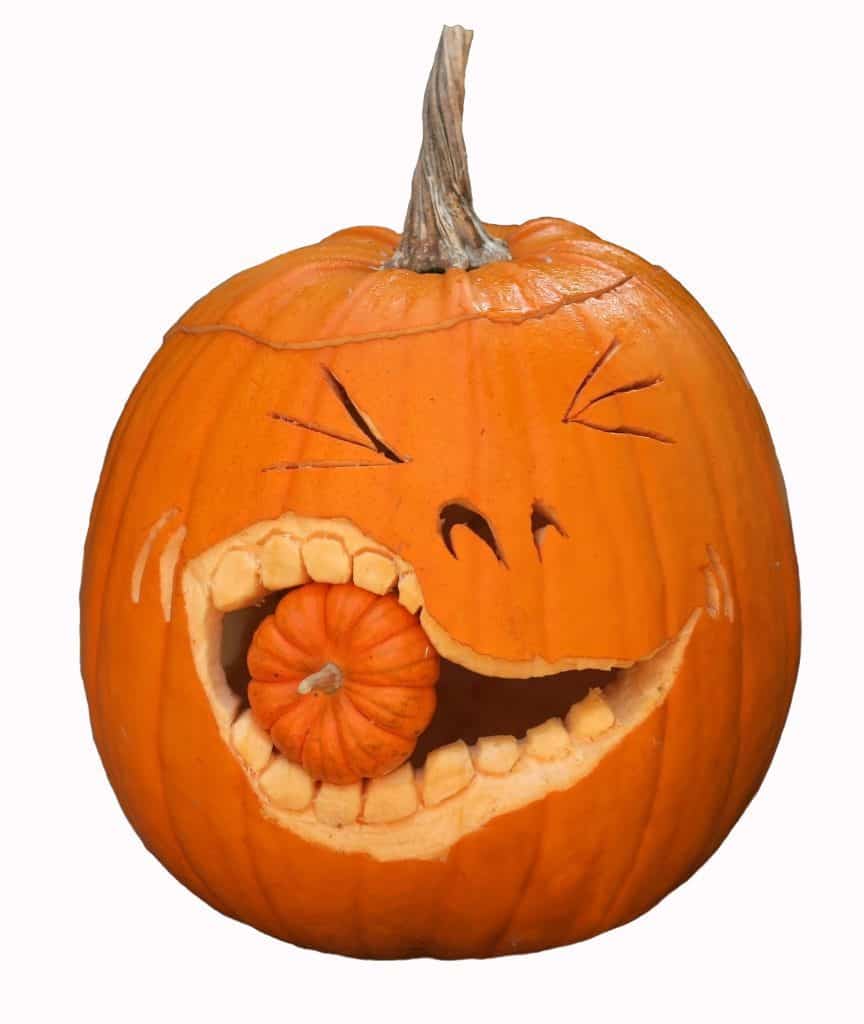 Get creative with pumpkin carving by making a chomping pumpkin